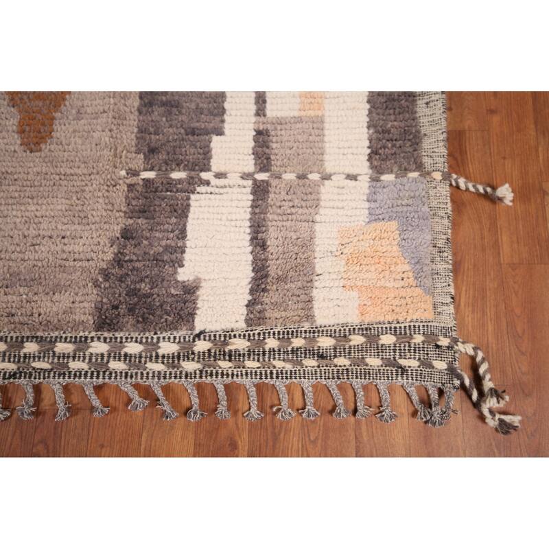 Modern Moroccan Abstract Area Rug Handmade Wool Carpet - 8'10"x 12'7"