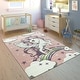 preview thumbnail 8 of 12, Kids Rug for Nursery Enchanted Unicorn and Rainbows in the Sky 2'8" x 4'11" - Pink
