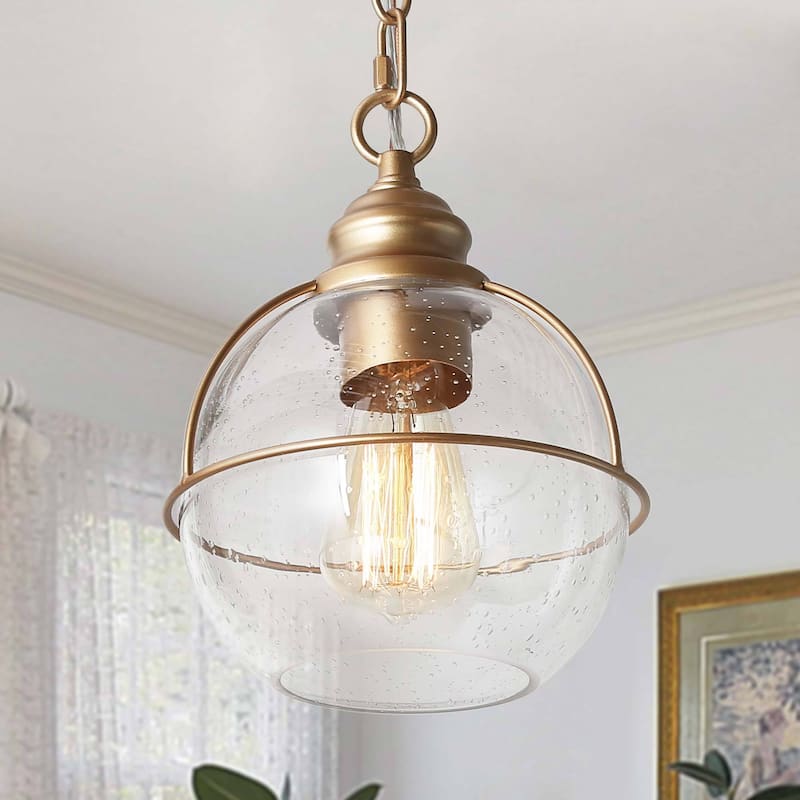 Mid-century Modern 1-light Pendant Farmhouse Kitchen Island Lighting with Globe Glass - 7.5 inches