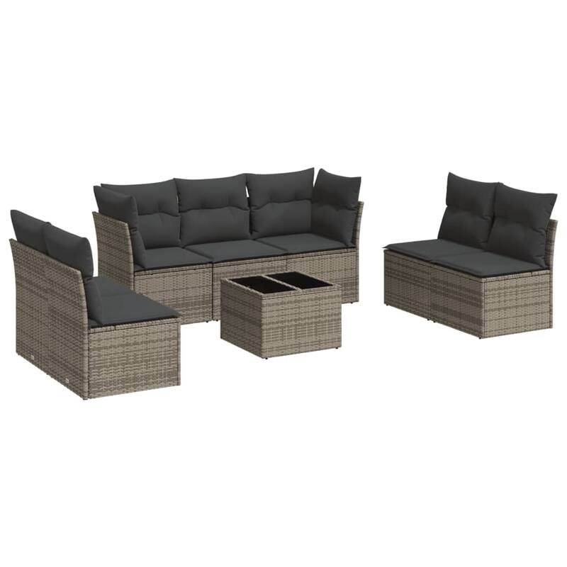 vidaXL Garden Sofa Set Grey, Dark Grey PE Rattan 8-Piece Adjustable Feet - 21.7 x 21.7 x 14.6