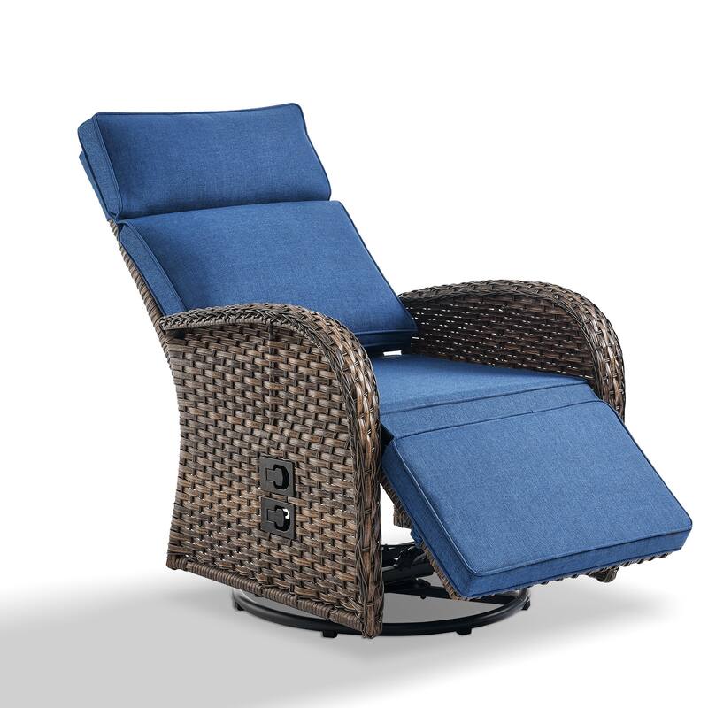 Pocassy Lounge Chair Swivel Reclining Chair with Adjustable Backrest