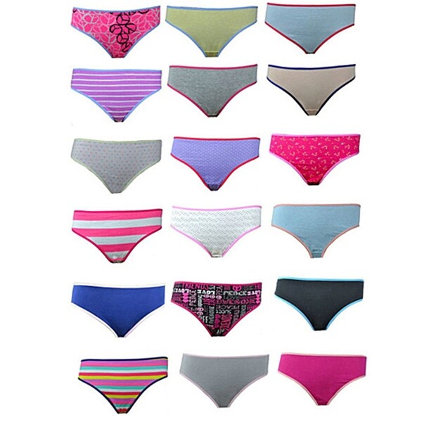 12 Pairs: 100% Combed Cotton High-Cut Women's Panties