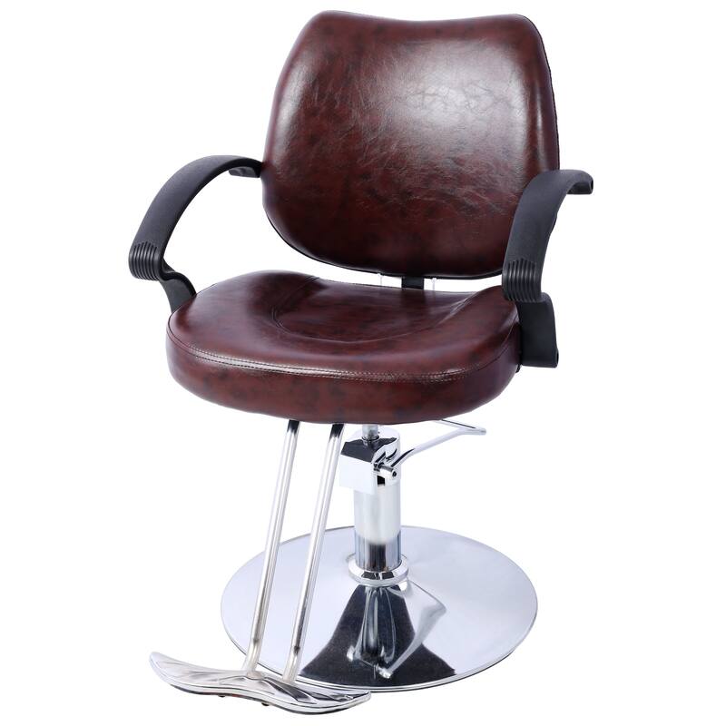 Hair Salon Chair Styling Heavy Duty Hydraulic Pump Barber Chair Beauty Shampoo Barbering Chair,with Barber Cape - Brown