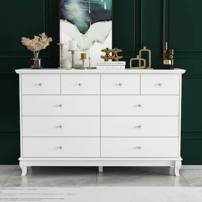 55.1" Wide Double Bedroom Dresser with Storage Drawers