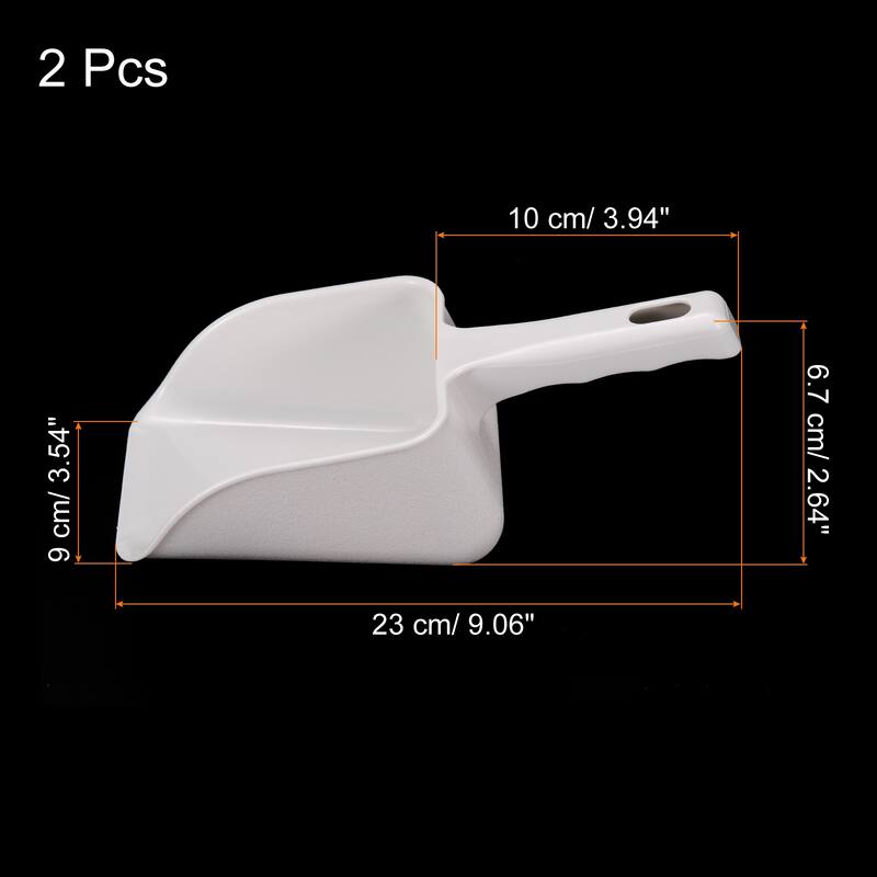 2Pcs Ice Scoop ABS 9.06x3.54" Small Ice Maker Flour Cereal Sugar Handle Shovel - White