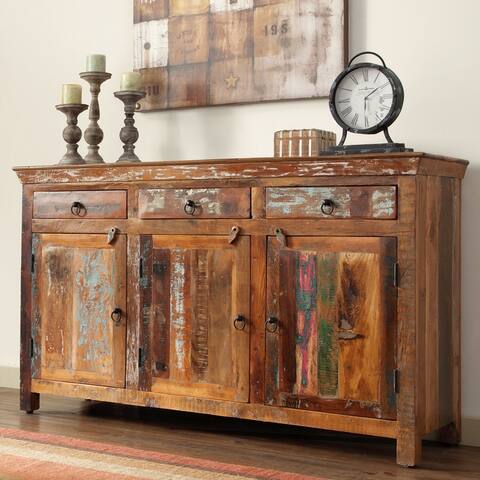 Industrial Reclaimed Wood Accent Buffet Cabinet