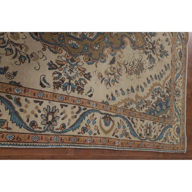 Tabriz Persian Vintage Rug Hand-Knotted Traditional Wool Carpet - 6'5"x 9'7"