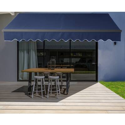 ALEKO Black Frame 10'x8' Motorized Retractable Home Patio Canopy Awning Blue