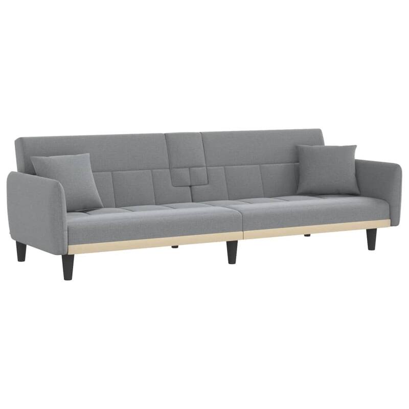vidaXL Sofa Bed with Cup Holders Black Fabric - 86.6" x 35" x 27.6"