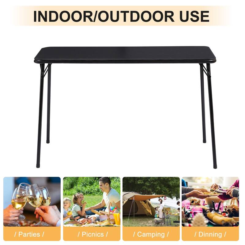 47'' Folding Table Desk Indoor Outdoor Use No Assembly Needed Black Upholstery Table with Non-Slip Feet Portable Workbench Desk - Black