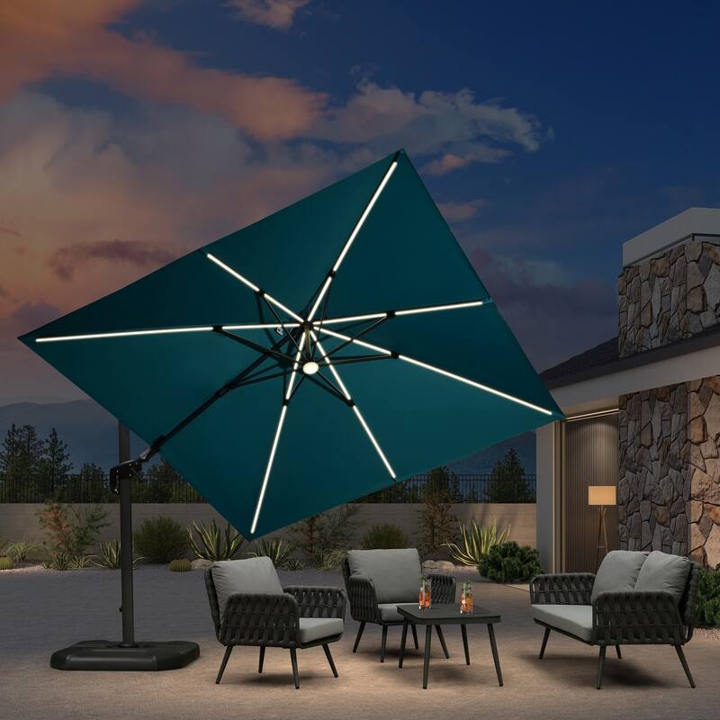 PURPLE LEAF 10 ft Square 360 Degree Rotation Patio Cantilever Umbrella