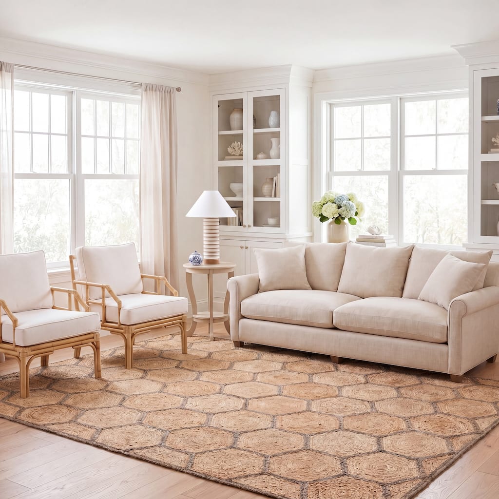 SAFAVIEH Handmade Natural Fiber Nargiz Honeycomb Jute Rug