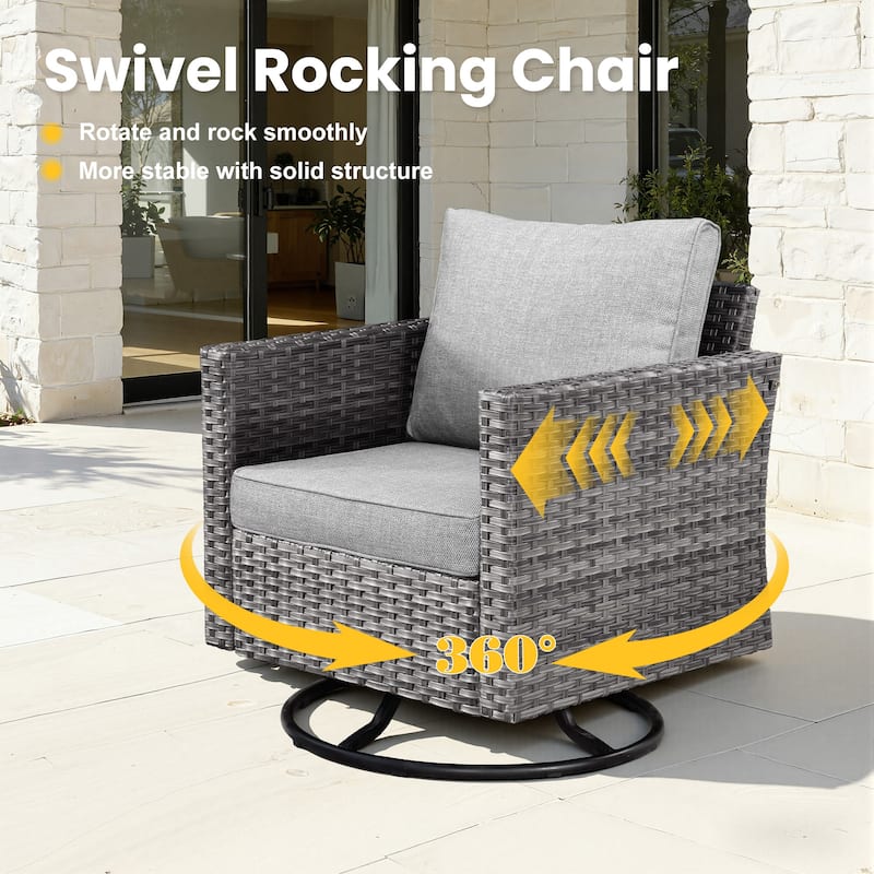 XIZZI 8-piece Patio Outdoor Wicker Furniture Swivel Chair Set