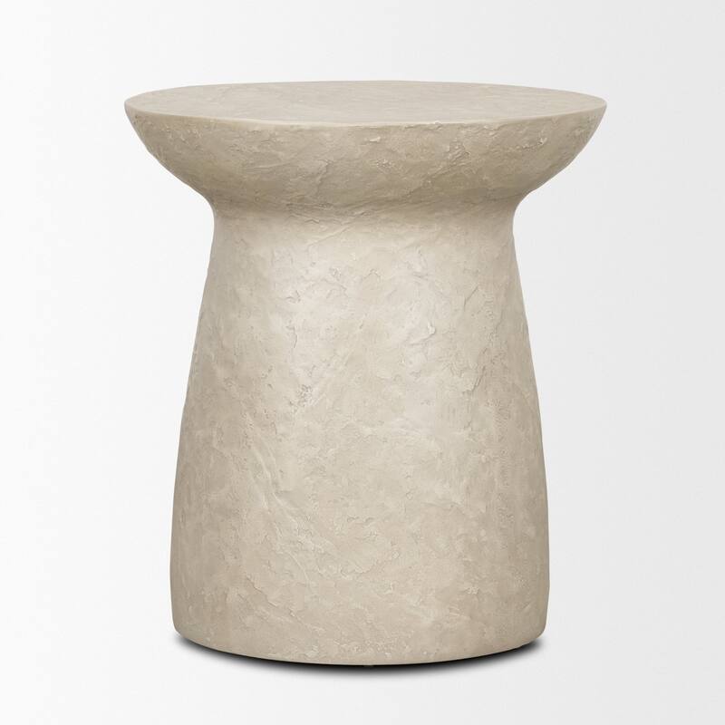 Mesa Round Stone Finish Pillar Accent Table