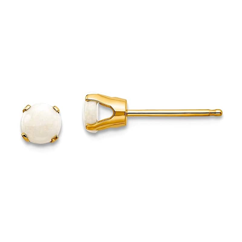 Curata 14k Yellow Gold 4mm Round Gemstone Birthstone Post Stud Earrings - Opal