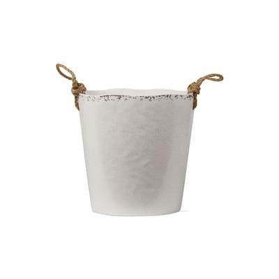 9.9"x9" Veranda Cracked Glazed Solid Wavy Edge Melamine Wine Bucket Dishwasher Safe Indoor Outdoor Ivory