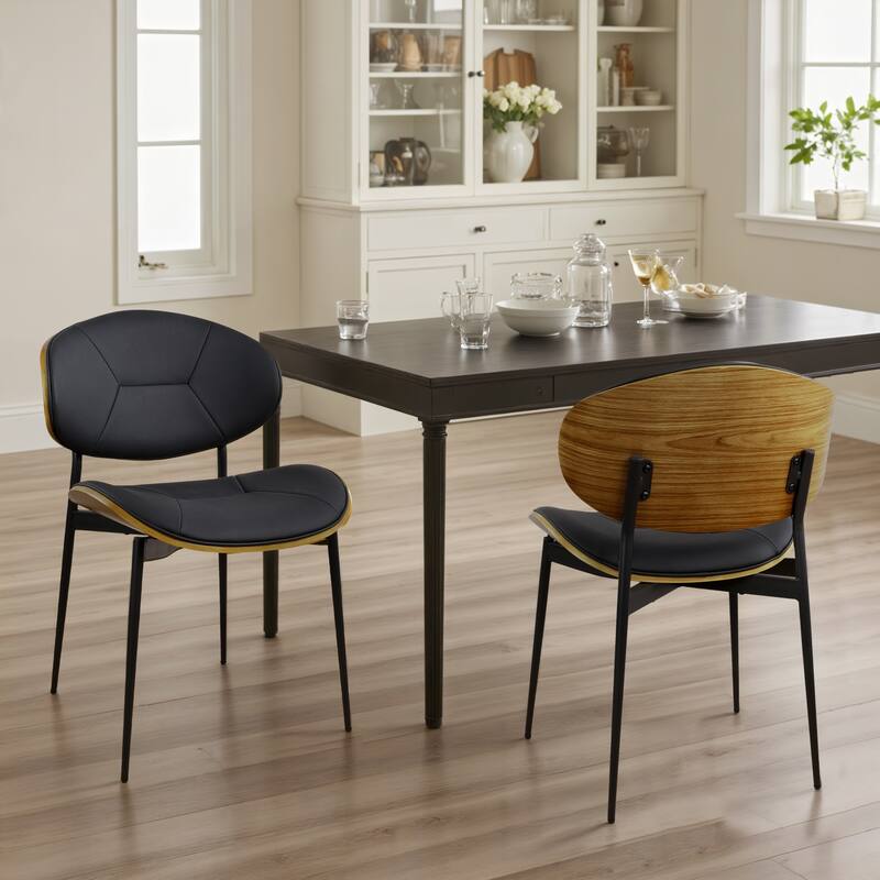 Art Leon Set of 2 Bentwood and PU Upholstered Dining Chair