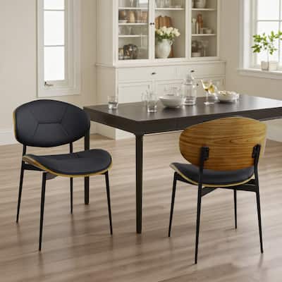 Art Leon Set of 2 Bentwood and PU Upholstered Dining Chair