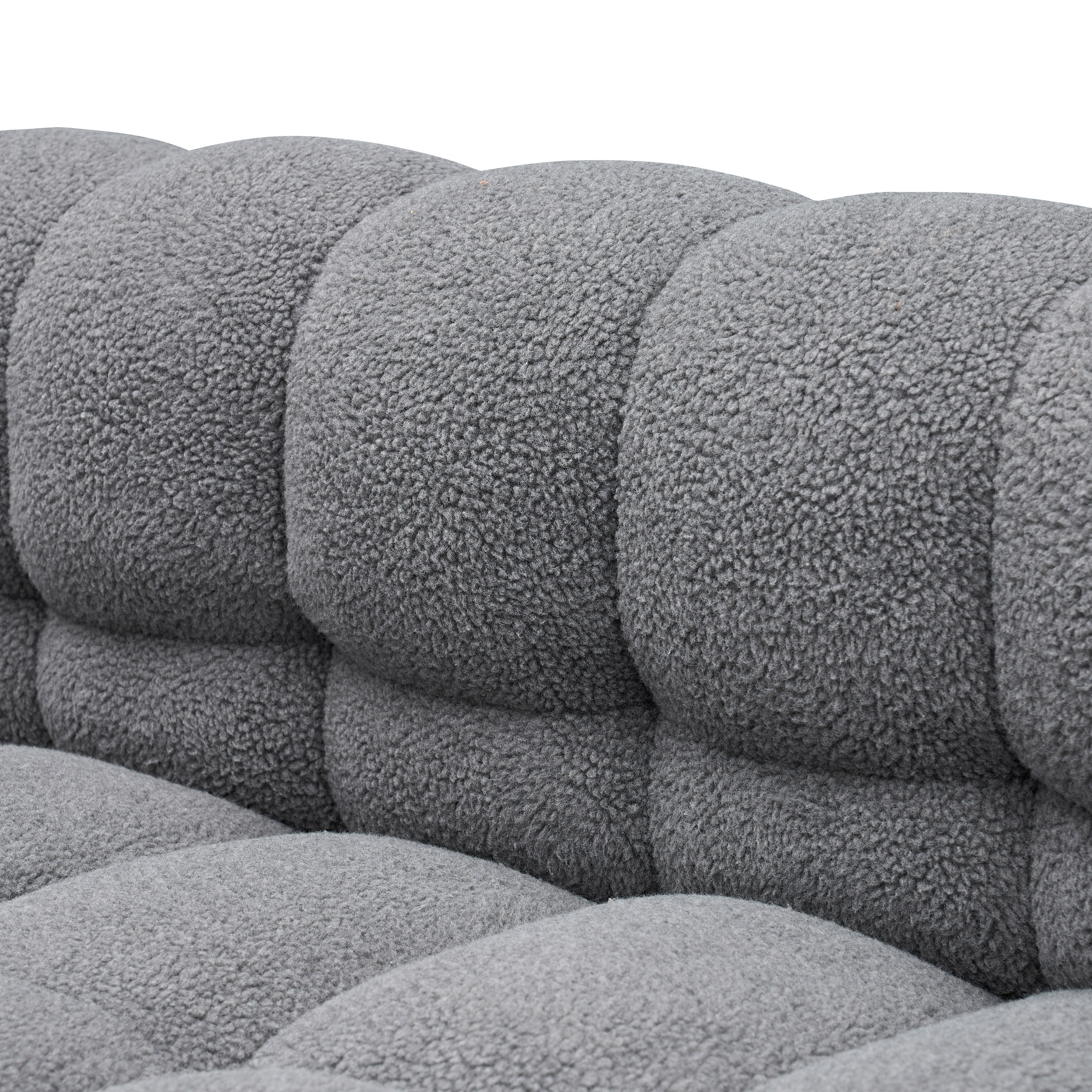 81 Gray Grain Fleece Fabric Loveseat Padded Seat Camel Back Sofa
