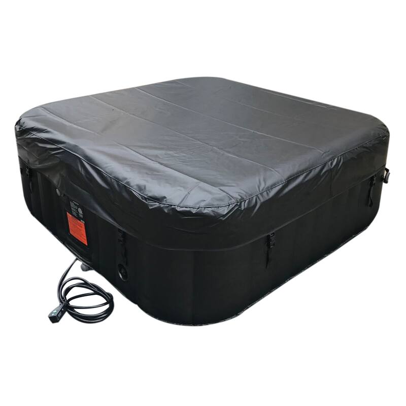 ALEKO Square Inflatable Jetted 6 Person Hot Tub Spa With Cover - Black