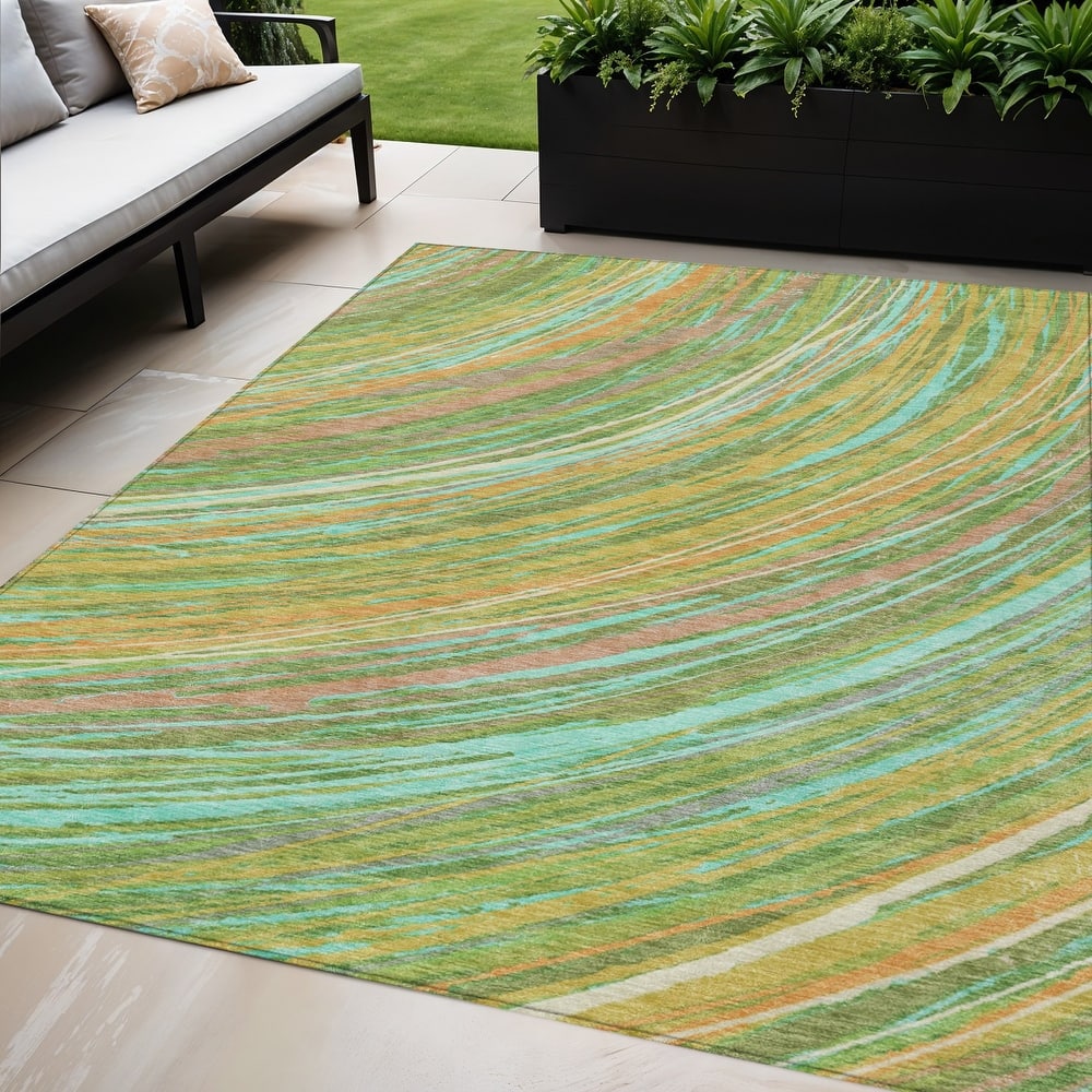 HomeRoots Abstract Transitional Rectangle Outdoor Rug