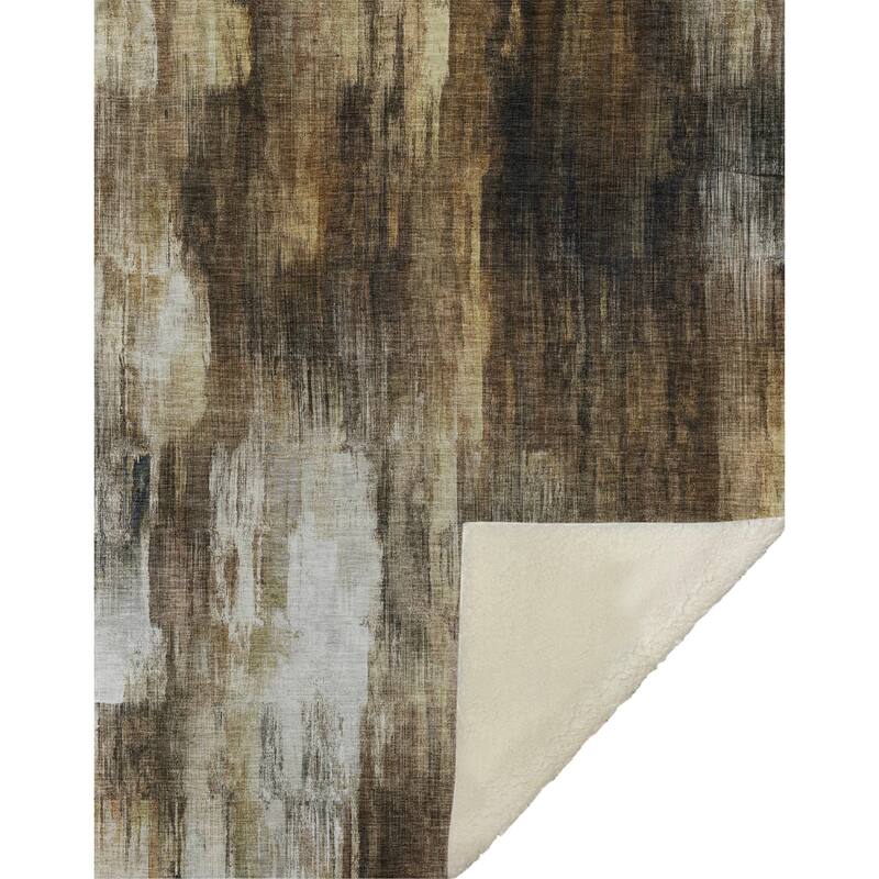 Premium Machine Washable Modern Brushstroke Sherpa Throw Blanket