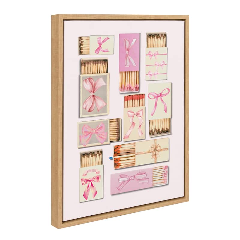 Sylvie Retro Matchboxes Bows Framed Canvas by Honey Island Studio - 18x24 - Natural