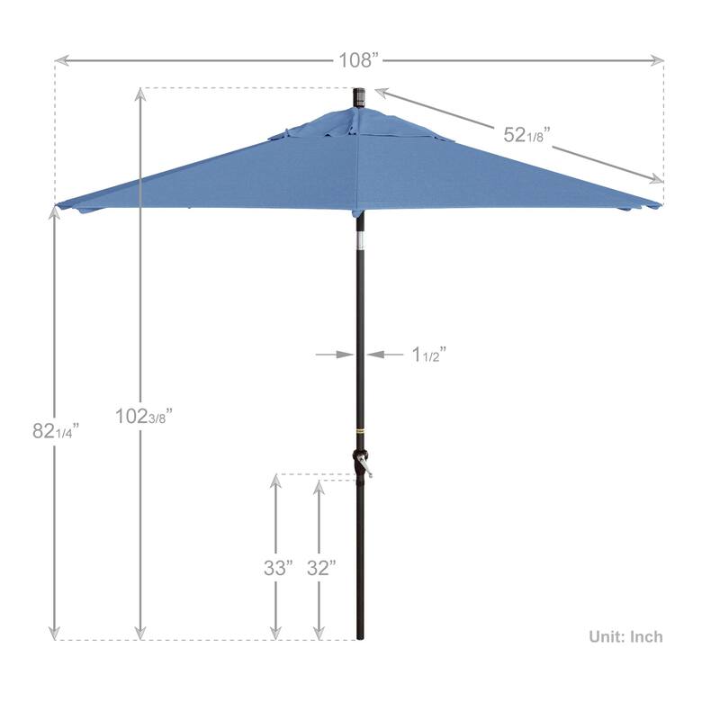 California Umbrella 9' Rd Alum Crank Open Auto Tlit Patio Umbrella