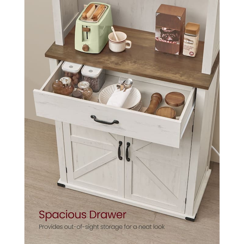 71" Modern Kitchen Pantry Storage Cabinet with Adjustable Light and Charging Station for Bar or Dining Room