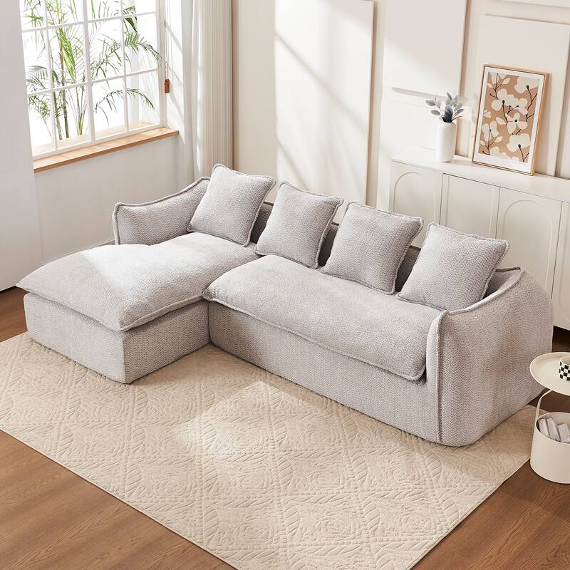 L-Shaped Modular Sofa with Deep Seats and Plush Pillows for Ultimate Comfort