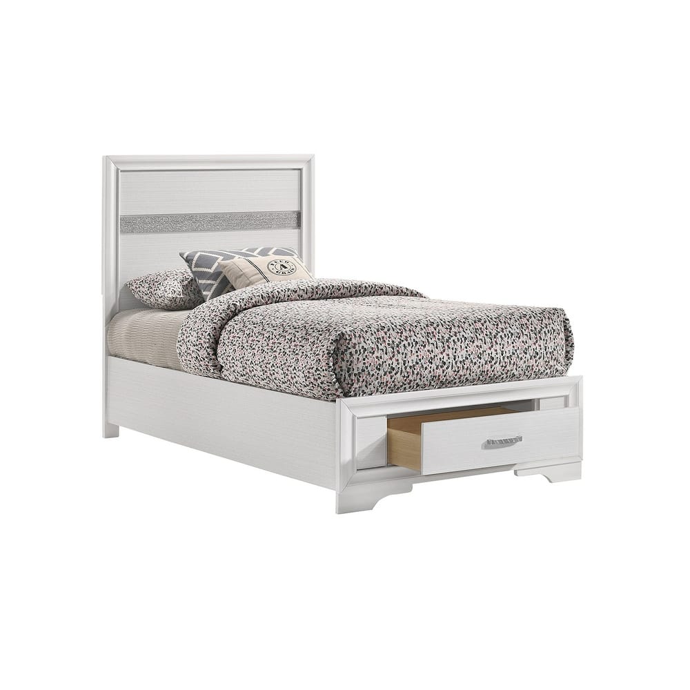 Bed with Two Storage Drawers in White