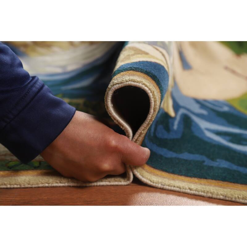 Hand Knotted Oriental 100% Wool Carpet Traditional Pictorial Multi-Colored Tabriz Area Rug - 4' 3'' X 3' 2''