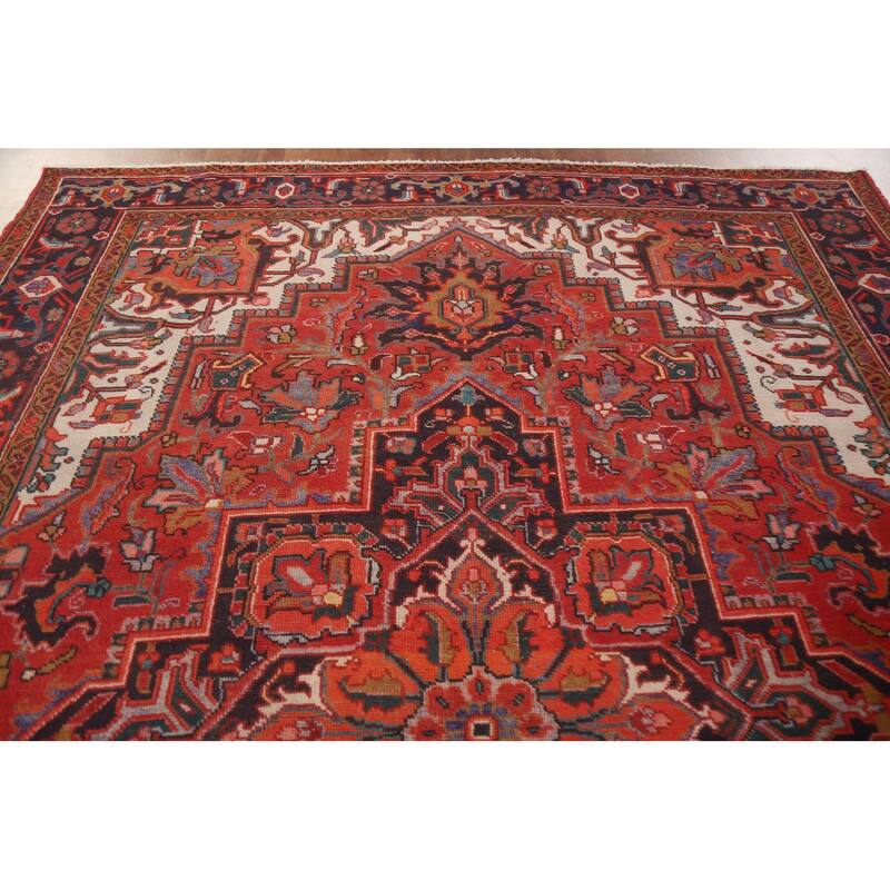 Hand Knotted Oriental 100% Wool Carpet Traditional Medallion Red Heriz Area Rug - 12' 3'' X 8' 4''