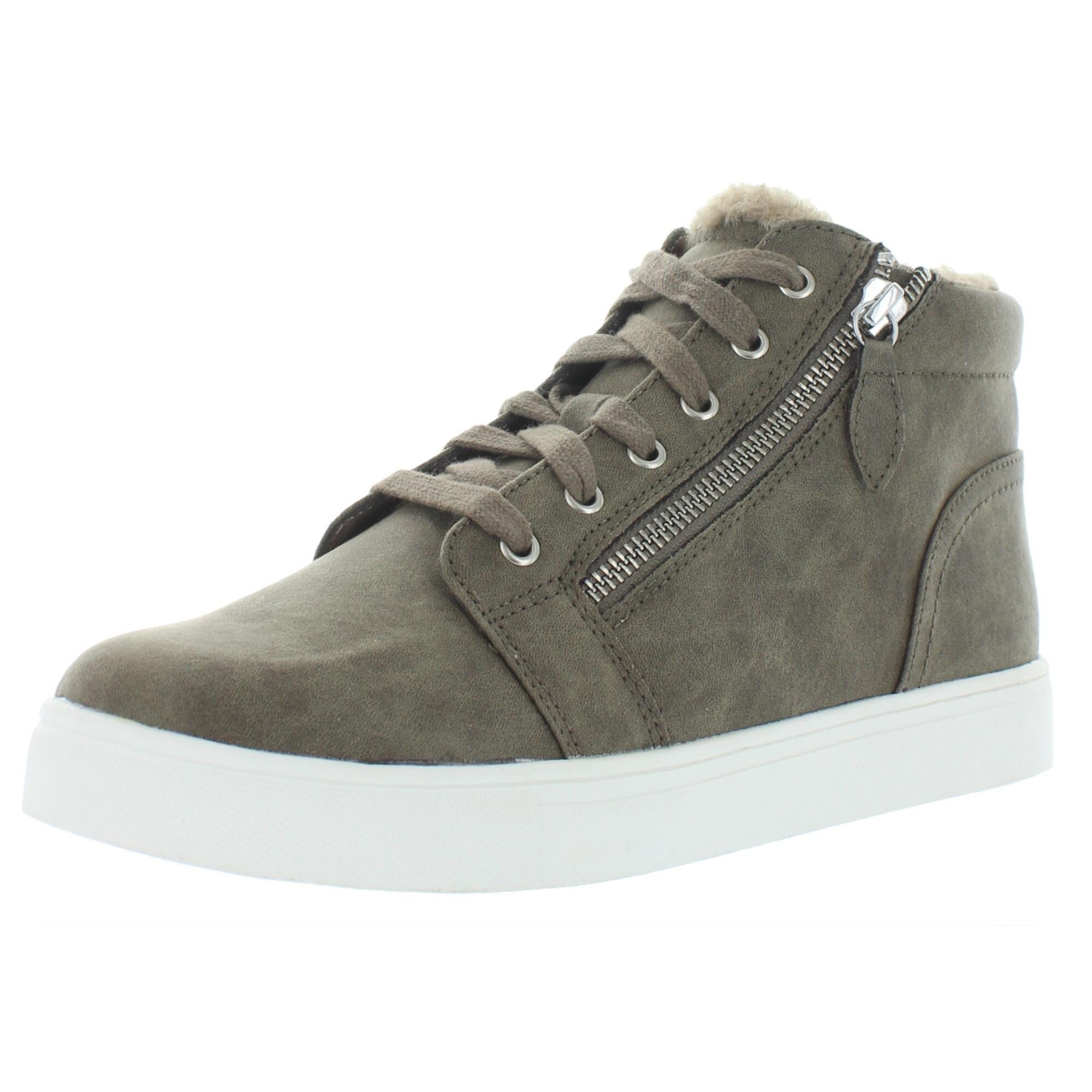high top faux leather sneakers
