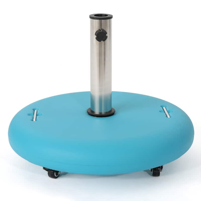 Hayward Outdoor 80-pound Round Black Stainless Steel Umbrella Base Holder with Wheels by Christopher Knight Home