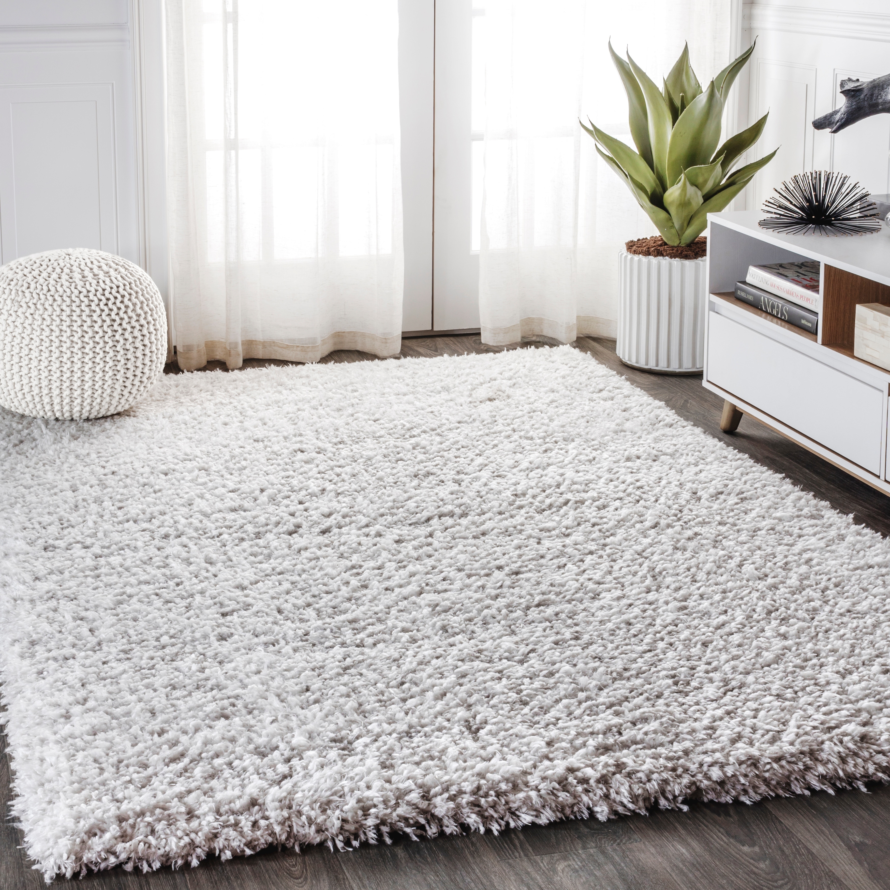 Rugshop Distressed Ombre Plush Shag Area Rug 2' x 3' Gray 
