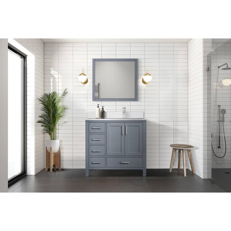 Jacques 36 in. W x 22 in. D Right Offset White Bath Vanity, Cultured Marble Top, and 34 in. Mirror