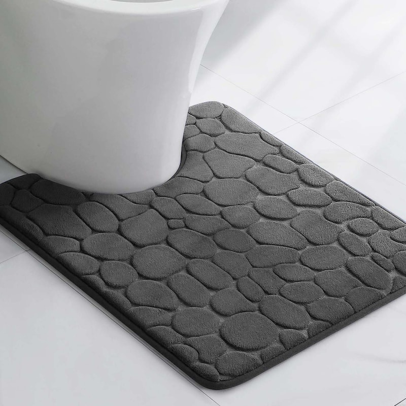 Memory Foam Contour Bath Mat Pebble Design 18x20
