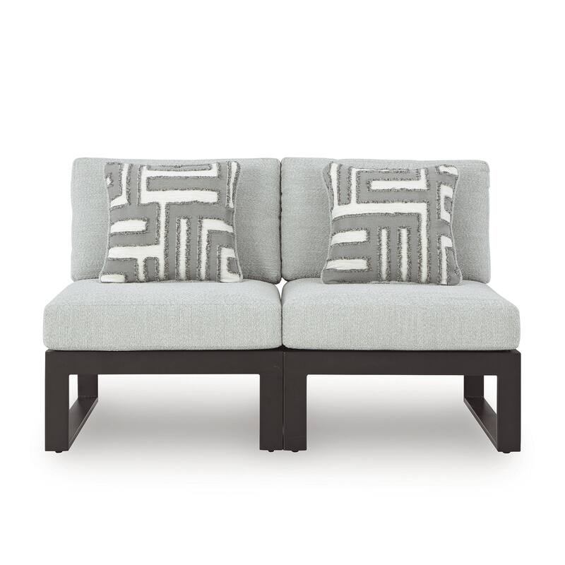 Signature Design by Ashley Beachloft Black/Gray 2-Piece Outdoor Sectional - 57" W x 36" D x 32" H