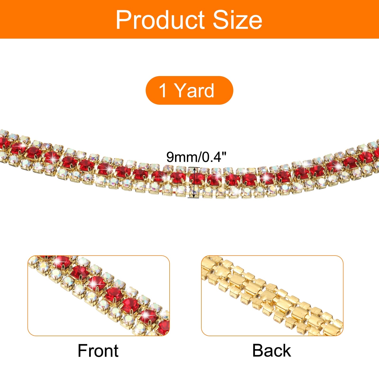 3 Rows Crystal Rhinestone Close Chain Trim, Crystal Rhinestone Diamond Strips Rhinestone Bling Sewing Embellishments
