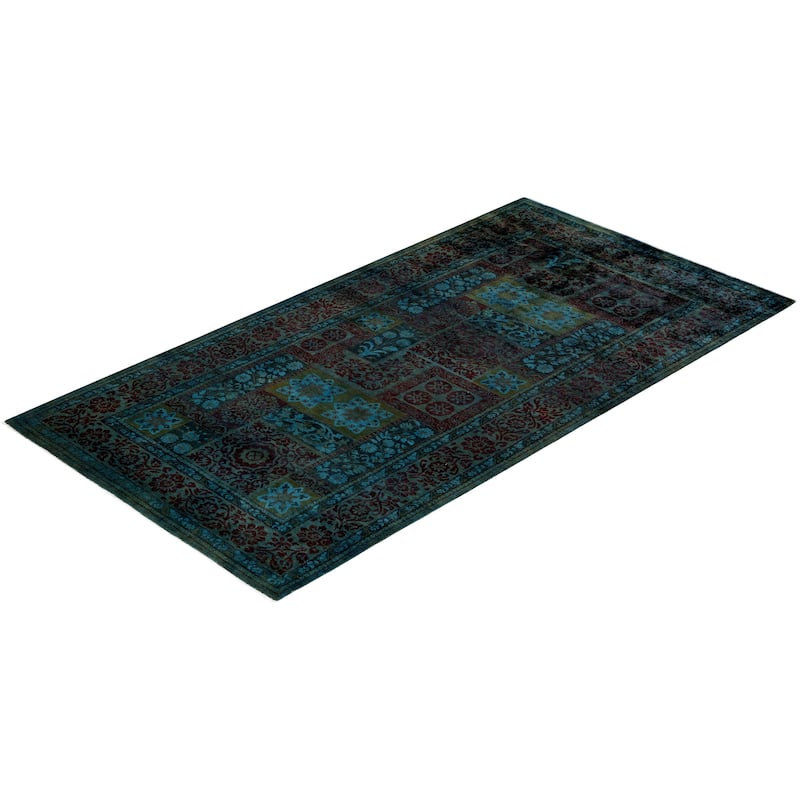 Overton Hand Knotted Wool Vintage Inspired Modern Contemporary Overdyed Multi Area Rug - 5' 3" x 9' 10"