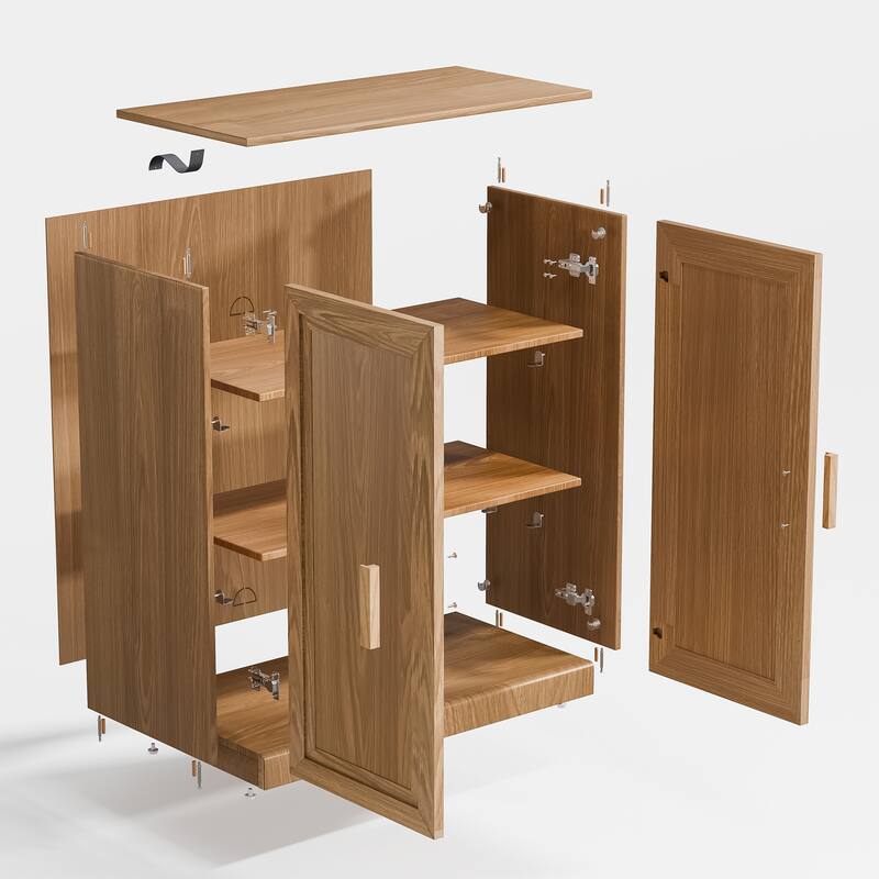 Wooden Accent Cabinet Storage Modern Sideboard Buffet Cabinet with Adjustable Shelf for Living Room Dining Room Entryway