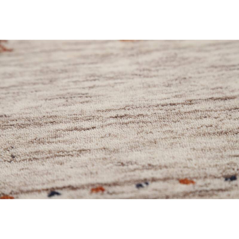 Hand Knotted Oriental 100% Wool Carpet Tribal Stripe Beige & Ivories Gabbeh Area Rug - 5' 9'' X 3' 9''