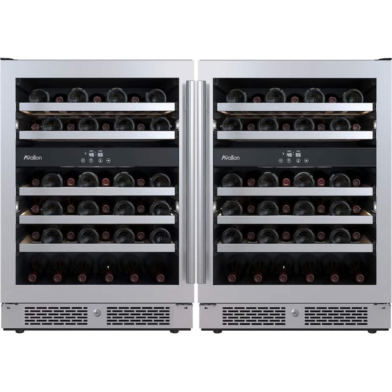 Avallon AWC242DZDUAL 48" Wide 90 Bottle Capacity Wine Cooler with Door - Stainless Steel