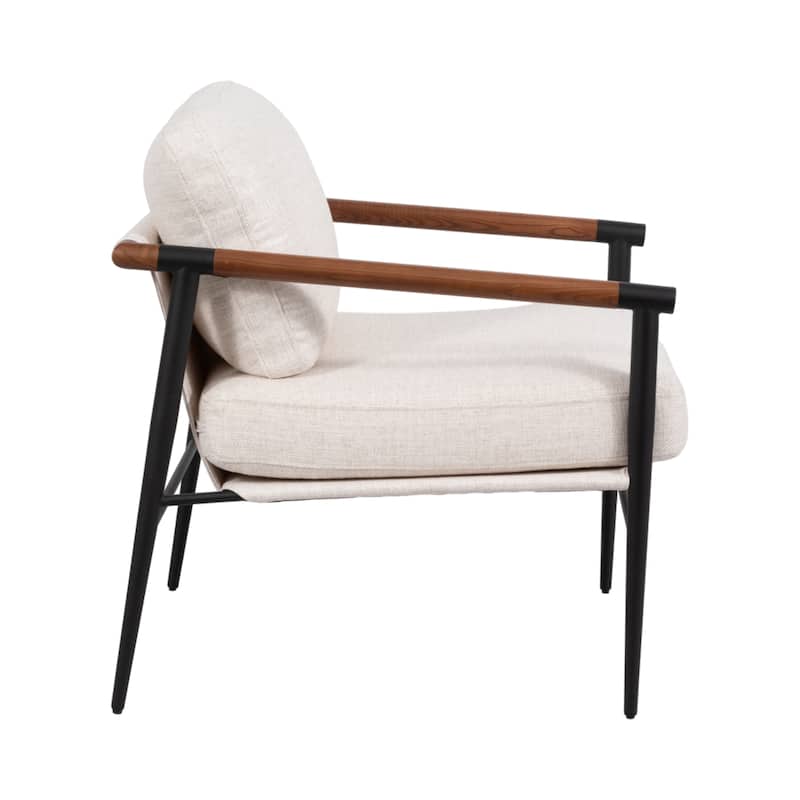Wood and Metal Modern Accent Chair with Steel Frame and Cushioned Seat