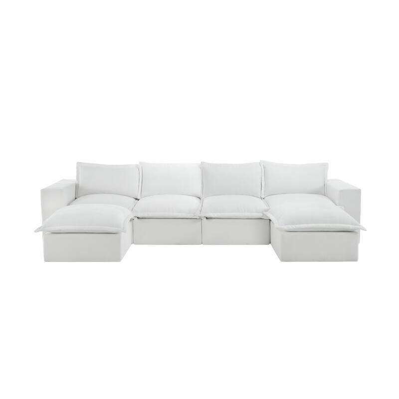 147.9'' W U-Shaped Modular Sectional Sofa Comfy Cloud Couch Chenille Sofa