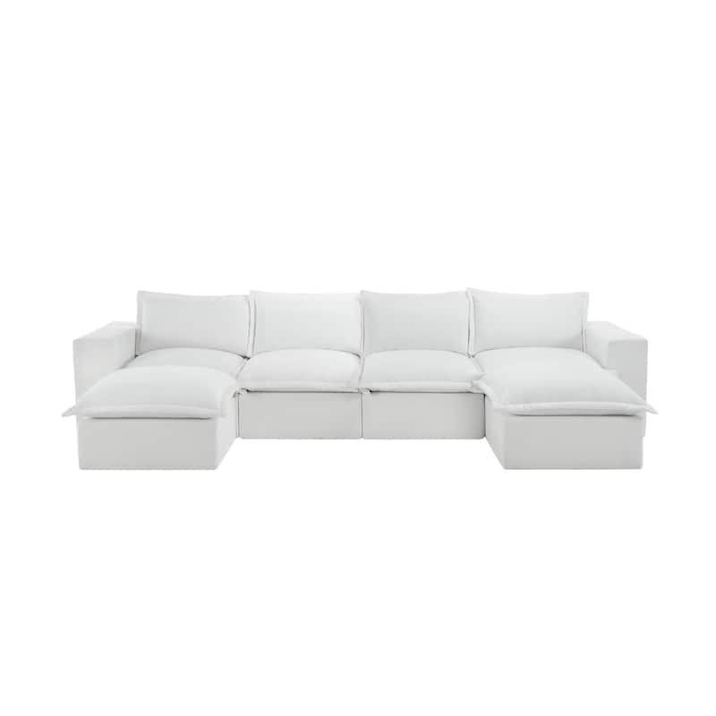 Chenille No Assembly Modular Sectional Sofa Cloud Couch with Ottoman