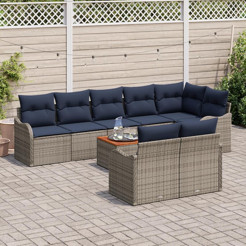 vidaXL 9 Piece Garden Sofa Set with Cushions - 113.2×48.2×27.2