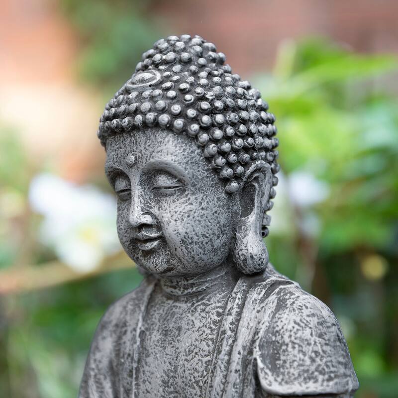 Glitzhome 12"H Zen-Style Polyresin Table Fountain with Pump and LED Light