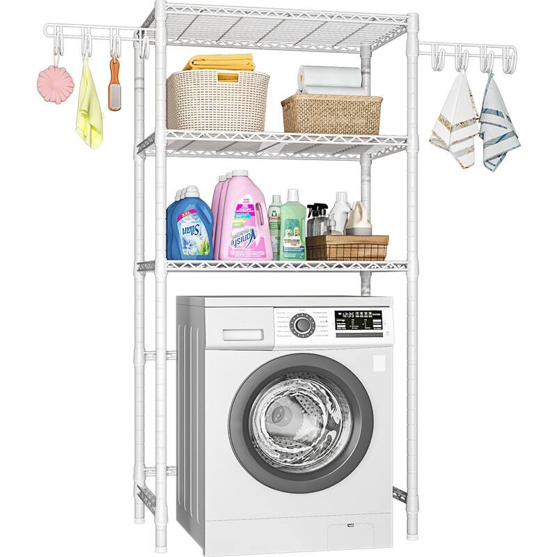 Over The Washer and Dryer Storage Shelves - 13.4"D x 35"W x 76.2"H - White